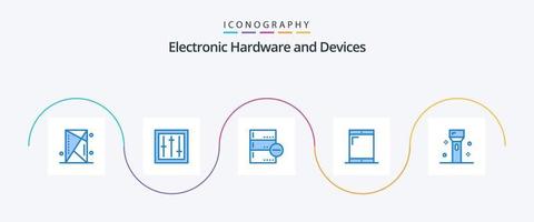 enheter blå 5 ikon packa Inklusive telefon. mobiltelefon. mixer. radera. data vektor