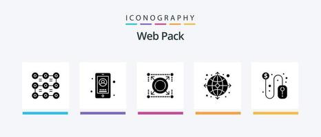 Web Pack Glyph 5 Icon Pack inklusive Dollar. Netz. Netz. Internet. Pfeil. kreatives Symboldesign vektor
