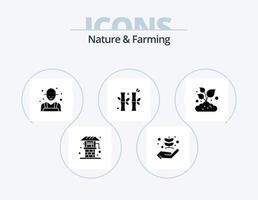 Natur- und Landwirtschafts-Glyphen-Icon-Pack 5-Icon-Design. Bauernhof. Chinesisch. Natur. China. Rancher vektor