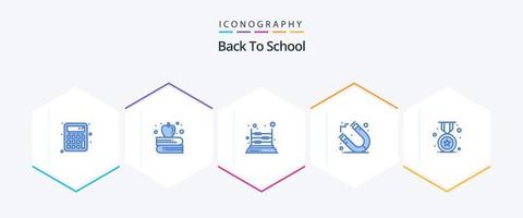 tillbaka till skola 25 blå ikon packa Inklusive skola. bricka. matematik. tilldela. magnet vektor
