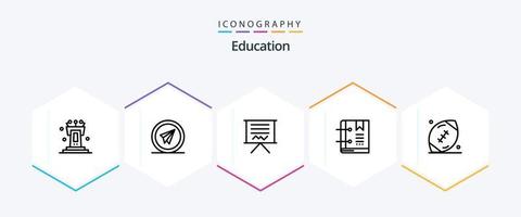 utbildning 25 linje ikon packa Inklusive markör. bokmärke. papper plan. bok. utbildning vektor