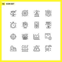 Aktienvektor-Icon-Pack mit 16 Zeilenzeichen und Symbolen für Standortoptionen Immobilienstandort bearbeitbare Vektordesign-Elemente vektor