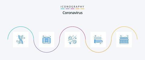 Coronavirus Blue 5 Icon Pack inklusive Virus. Bluttest. Fall. Blut. Plasma vektor