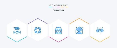 sommar 25 blå ikon packa Inklusive solglasögon. glasögon. försäljning. strand. försäljning vektor
