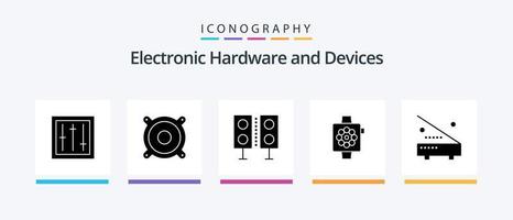 enheter glyf 5 ikon packa Inklusive enheter. smart. enheter. enheter. teknologi. kreativ ikoner design vektor