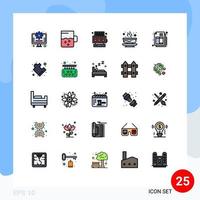 universell ikon symboler grupp av 25 modern fylld linje platt färger av komplex e-handel spel räkningen mat redigerbar vektor design element