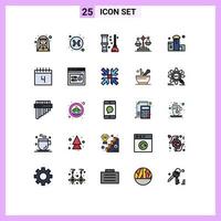 Stock Vector Icon Pack mit 25 Zeilenzeichen und Symbolen für Positionsausgleich Toilettengesetz gdpr editierbare Vektordesign-Elemente