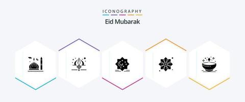 Eid Mubarak 25 Glyphen-Icon-Pack inklusive Design. Schleife. Schleife. neu. Stern vektor