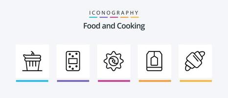 Food Line 5 Icon Pack inklusive Sitz. trinken. Essen. Kaffee. Melone. kreatives Symboldesign vektor