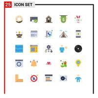 25 användare gränssnitt platt Färg packa av modern tecken och symboler av djur- dollar utbildning valuta märken redigerbar vektor design element