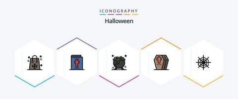 Halloween 25 Filledline Icon Pack inklusive Urlaub. gespenstisch. Kessel. gruselig. Halloween vektor