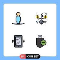 uppsättning av 4 modern ui ikoner symboler tecken för avatar layout nyckel Framgång enheter redigerbar vektor design element