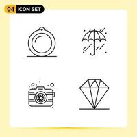 universell ikon symboler grupp av 4 modern fylld linje platt färger av dekor fotografi fönster regn diamant redigerbar vektor design element
