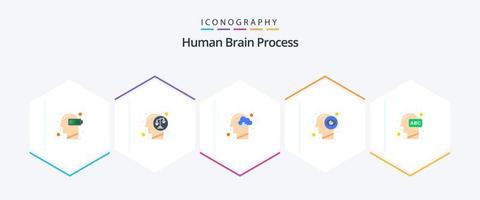 menschlicher gehirnprozess 25 flaches symbolpaket einschließlich vision. menschlich. menschlich. Energie. menschlich vektor