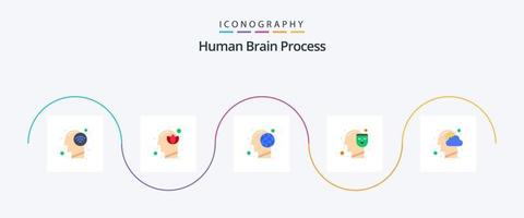 mänsklig hjärna bearbeta platt 5 ikon packa Inklusive ansikte. sinne. lotus. mänsklig. mänsklig vektor