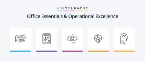 Office Essentials und Operational Excellence Line 5 Icon Pack inklusive Bleistift. Absolvent. Plaudern. Bonus. Erfolg. kreatives Symboldesign vektor