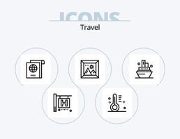 Reiselinie Icon Pack 5 Icon Design. Stift. GPS. Hotelschild. Auto. regulär vektor
