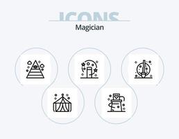 Magician Line Icon Pack 5 Icon Design. Rauch. Magie. Sarg. Schweben. Unterhaltung vektor