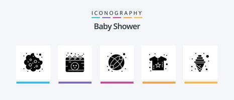 Babyparty Glyphe 5 Icon Pack inklusive Eis. Verlangen. Baby. Shirt. Körper. kreatives Symboldesign vektor