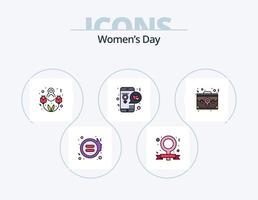 Womens Day Line gefüllt Icon Pack 5 Icon Design. Damen. Flasche. Hochzeit. Auge. maskara vektor