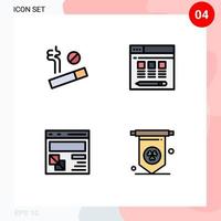 Satz von 4 kommerziellen Filledline-Flachfarbpaketen für No-Page-Webbrowser Irland editierbare Vektordesign-Elemente vektor
