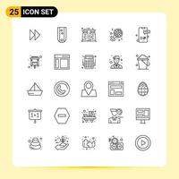 Aktienvektor-Icon-Pack mit 25 Linienzeichen und Symbolen für Nachrichtenzeichen gestreifter Frauentag editierbare Vektordesign-Elemente vektor