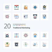 20 traditionelle Marketing-Flachfarben-Icon-Packs wie Nachrichten-Kundendienst-Workshop-Kundendienstassistent vektor