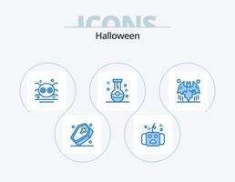 Halloween-Blau-Icon-Pack 5-Icon-Design. Flasche. Flasche. heiligt. gespenstisch. gruselig vektor