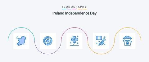 irland oberoende dag blå 5 ikon packa Inklusive klöver. musik. fyra. instrument. mässing vektor