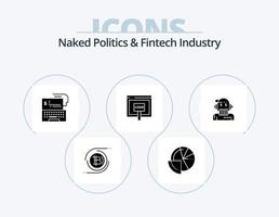 nackte Politik und Fintech-Industrie Glyph Icon Pack 5 Icon Design. Darlehen. Kredit. Daten. online. Digital vektor