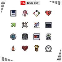Stock Vector Icon Pack mit 16 Zeilenzeichen und Symbolen für Tick ok Babyrassel Liebesspielzeug editierbare kreative Vektordesign-Elemente