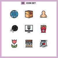 uppsättning av 9 modern ui ikoner symboler tecken för kodning sparka plus boll fotboll redigerbar vektor design element
