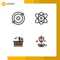 uppsättning av 4 modern ui ikoner symboler tecken för atom frakt atom vetenskap transport redigerbar vektor design element