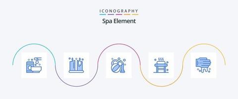 Spa Element Blue 5 Icon Pack inklusive Hand. Spa. dekorativ. Entspannung. Bett vektor