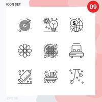 uppsättning av 9 modern ui ikoner symboler tecken för celtic Knut dekoration maskin inlärning design pengar redigerbar vektor design element