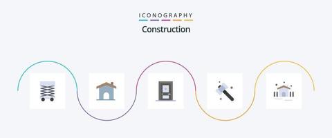 Bauwohnung 5 Icon Pack inklusive Terrasse. Konstruktion. Gebäude. Werkzeug. Konstruktion vektor