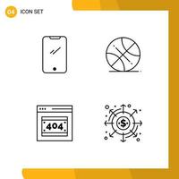 4 universelle Linienzeichen Symbole für Telefonfehler Android Ball http Fehler editierbare Vektordesign-Elemente vektor