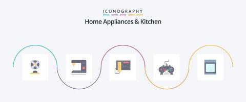 haushaltsgeräte und küchenwohnung 5 icon pack inklusive ofen. Xbox. Telefon. Video. Spiel vektor