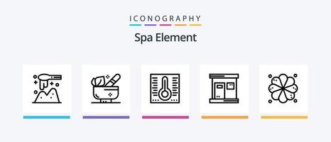 Spa Element Line 5 Icon Pack inklusive Wellness. Sauna. Entspannung. heiß. Spa. kreatives Symboldesign vektor