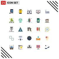 universelle Symbolsymbole Gruppe von 25 modernen flachen Farben von Musik Akkordeon Internet Marketing Business editierbare Vektordesign-Elemente vektor