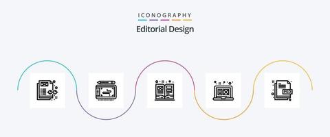 redaktionell design linje 5 ikon packa Inklusive dokumentera. kreativ. bok. grafisk design. digital grafisk vektor