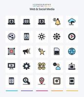 Creative Web und Social Media 25 Zeilen gefülltes Icon Pack wie Share. Pfeil. Welt. Wolke. Alarm vektor