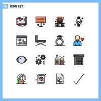 uppsättning av 16 modern ui ikoner symboler tecken för analys Kolla på tack sport mataffär redigerbar kreativ vektor design element