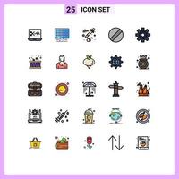 uppsättning av 25 modern ui ikoner symboler tecken för skådespelerska lokal- dropper instrument kugghjul redigerbar vektor design element