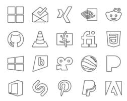 20 Symbolpakete für soziale Medien, einschließlich Office-Google-Earth-Player-Viddler-Fenstern vektor