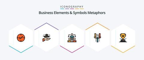 Geschäftselemente und Symbole Metaphern 25 gefüllte Symbolpakete inklusive Download. hoch. Abendessen. runter. Kommunikation vektor