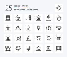 bebis 25 linje ikon packa Inklusive barndom. bebis skallra. barn. ultraljud. diagnostik vektor