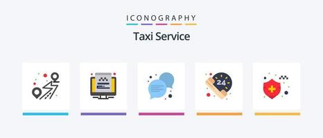 Taxi-Service Flat 5 Icon Pack inklusive. Autoversicherung. Kommunikation. Autoversicherung. Forderung. kreatives Symboldesign vektor