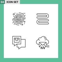 Satz von 4 modernen ui-Symbolen Symbole Zeichen für Verkauf Rabatt Feedback Verkauf Handtuch Versand editierbare Vektordesign-Elemente vektor