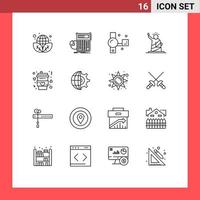 16 thematische Vektorumrisse und bearbeitbare Symbole von Wahrzeichen der Freiheitsstatue, die bearbeitbare Vektordesignelemente aufzeichnen vektor